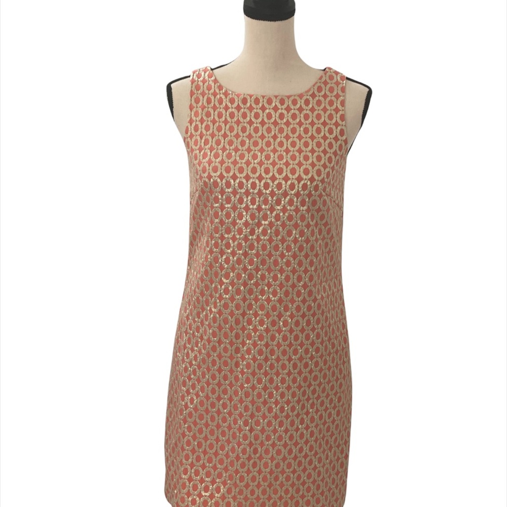J. Crew Coral Gilded Jacquard Sheath Dress -Size 0. Exquisite!